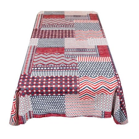 CARNATION HOME FASHIONS Carnation Home Fashions DFLN-90-PP 52 x 70 in. Patriotic Patchwork Vinyl Flannel Backed Tablecloth in Red; White & Blue DFLN-90/PP